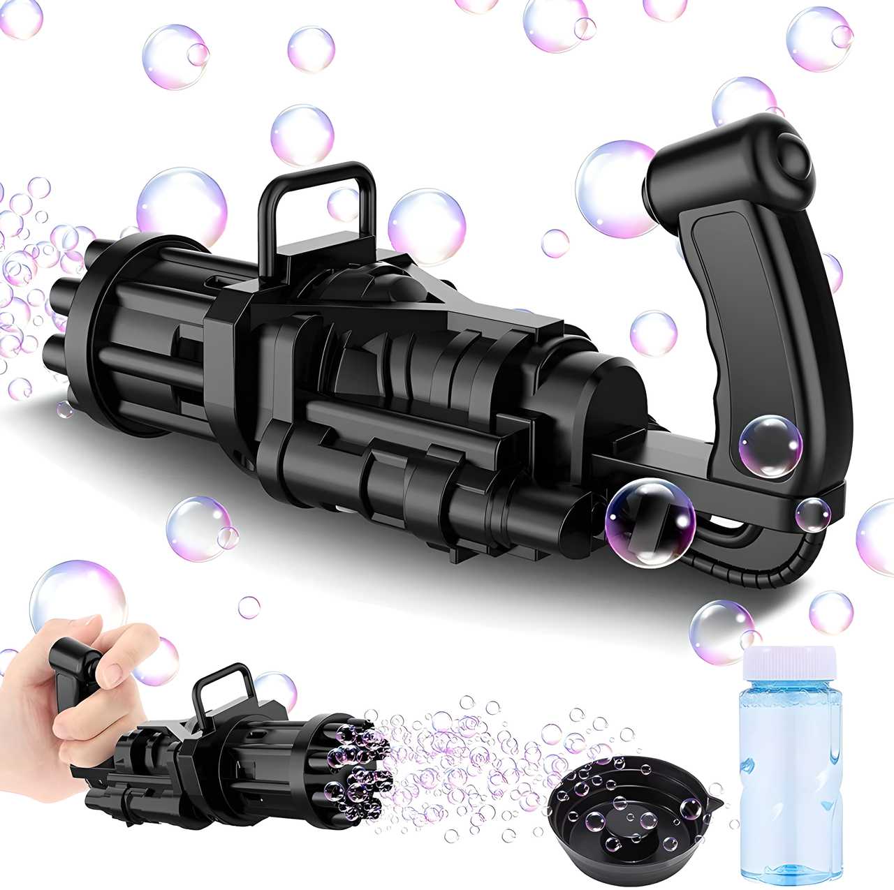 Automatic Bubble Gun with 8-Hole Gatling Design
