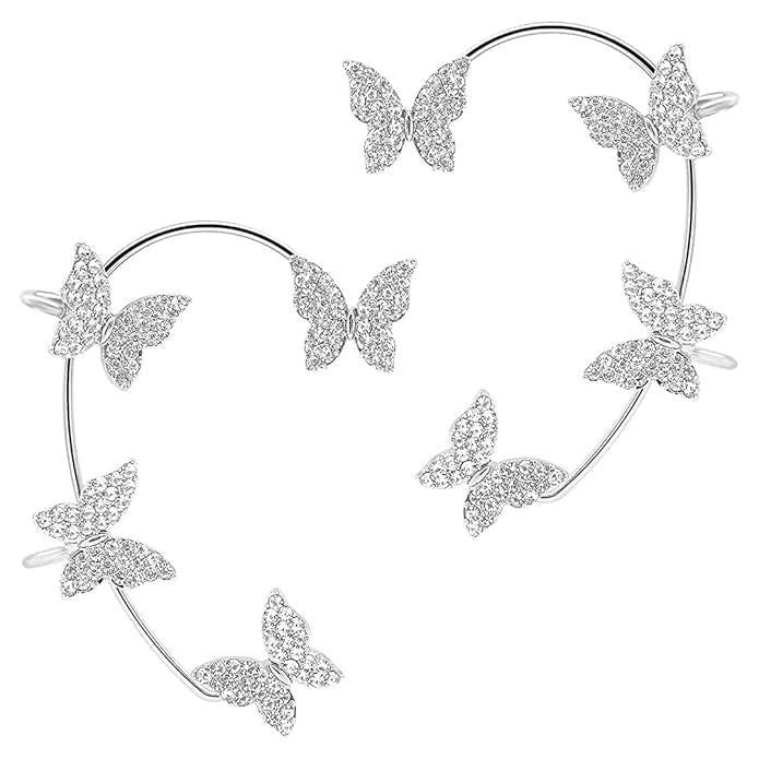 Elegant Butterfly Ear Cuff Earrings – Silver Plated