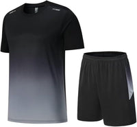 Men’s Jersey T-Shirt & Shorts Set – Black Grey