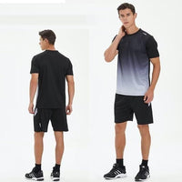 Men’s Jersey T-Shirt & Shorts Set – Black Grey