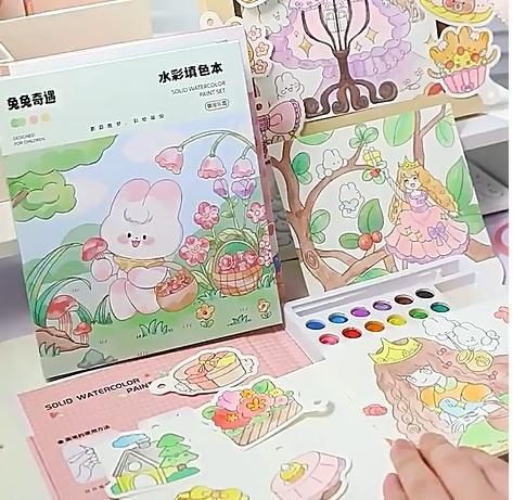 Whimsical Kids Watercolor Coloring Set