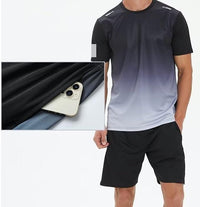 Men’s Jersey T-Shirt & Shorts Set – Black Grey