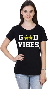 Women’s Cotton “Good Vibes” Printed T-Shirt
