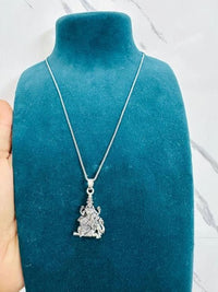 Laxmi on Hatiji Oxidized Silver Pendant with Chain