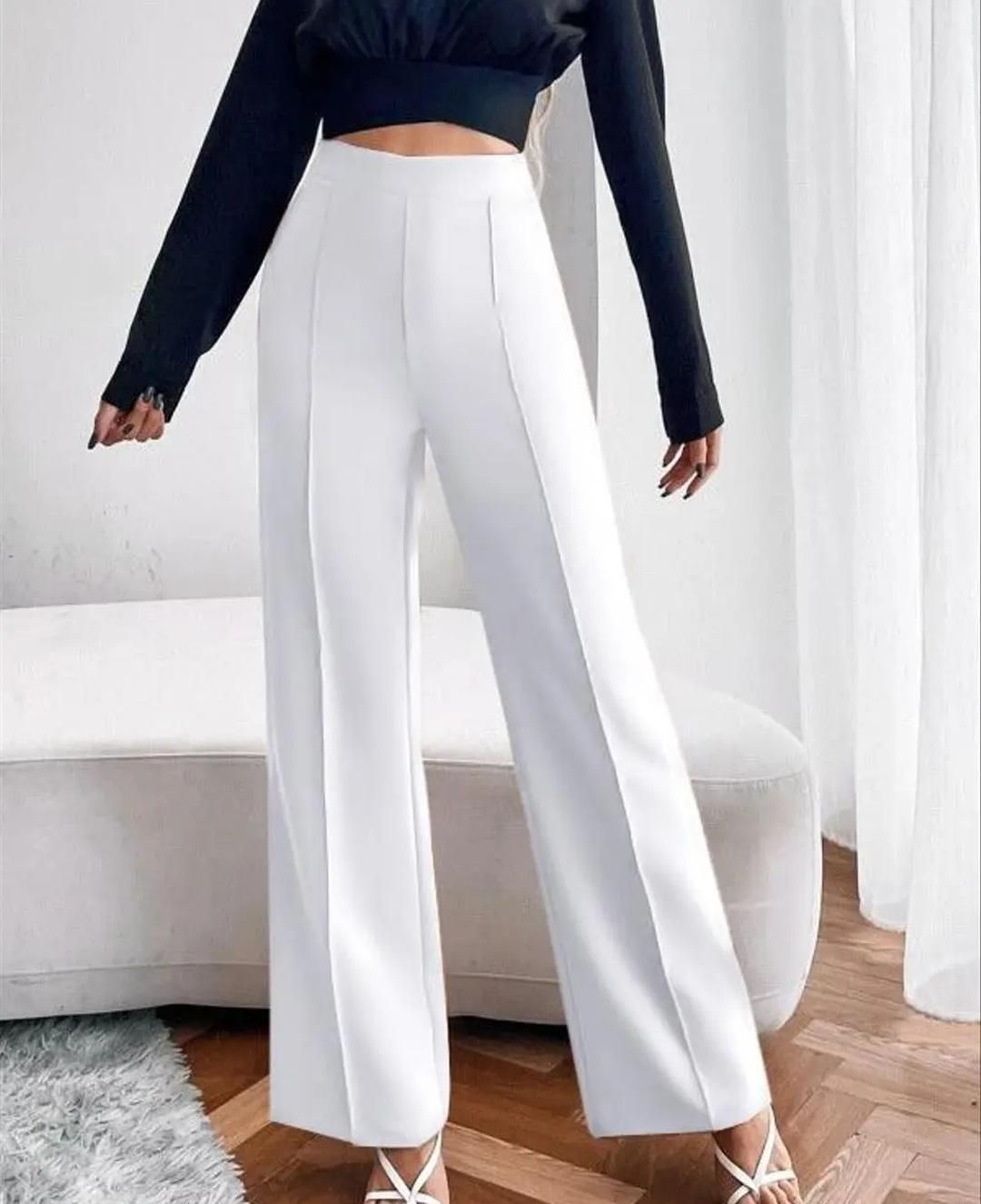 High-Waist Nontransparent Wide-Leg Pants for Women