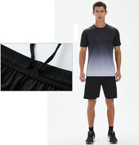 Men’s Jersey T-Shirt & Shorts Set – Black Grey