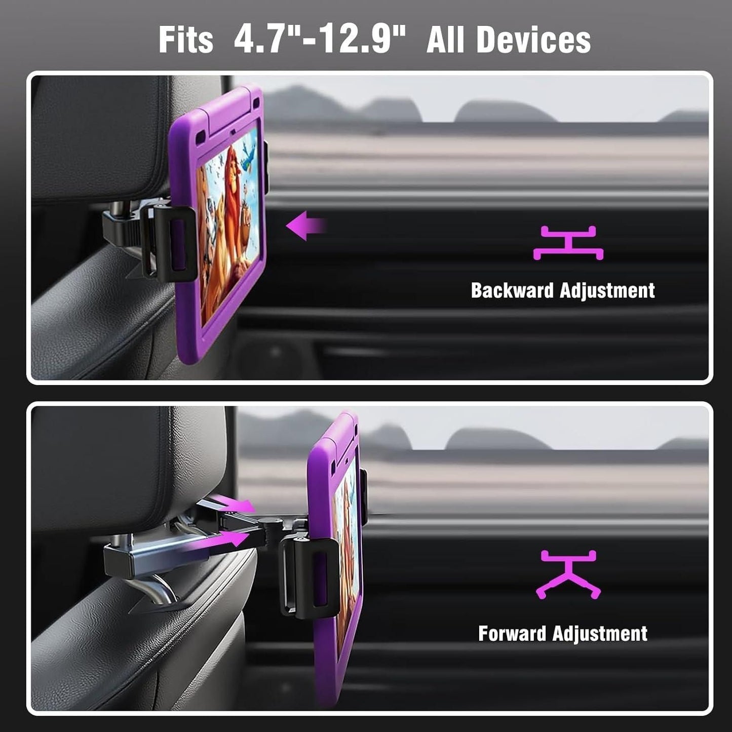 Adjustable Car Headrest Tablet & Phone Holder