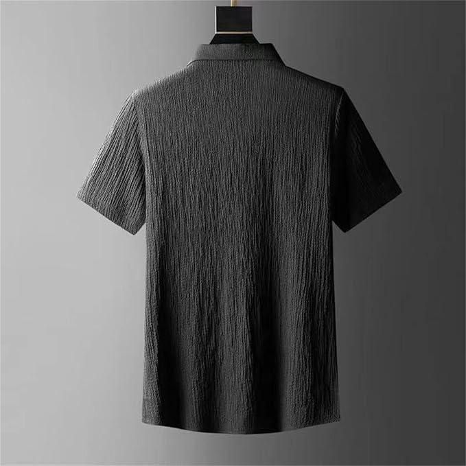 Men’s Crinkled Cotton Co-Ord Set – Black